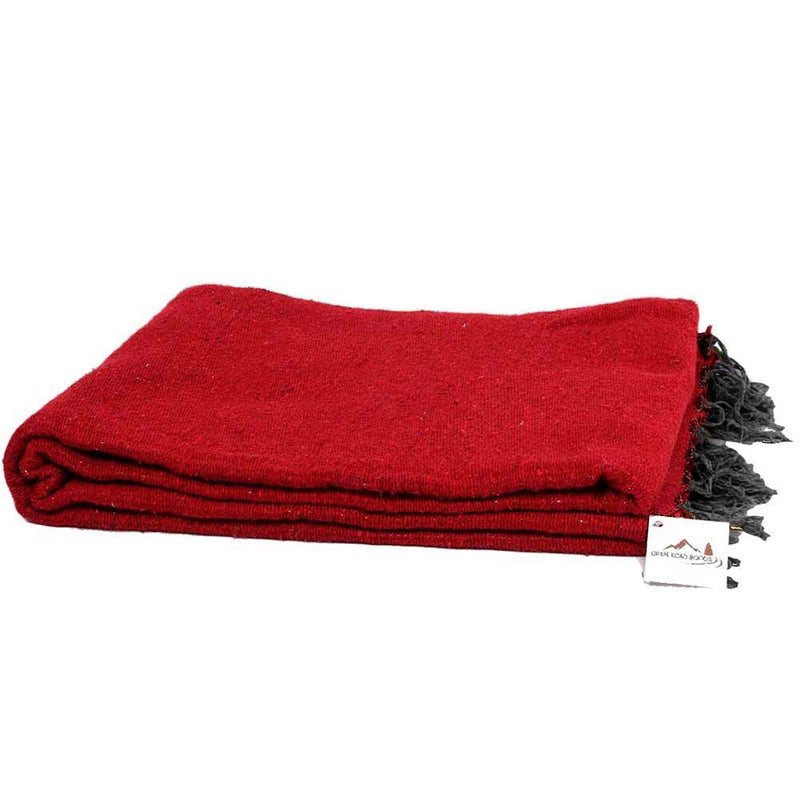 Open Road Goods Handmade Solid Color Yoga Blanket - Thick Mexican Blanket or Throw - Made for Yoga! (Red Blanket) - Image 1